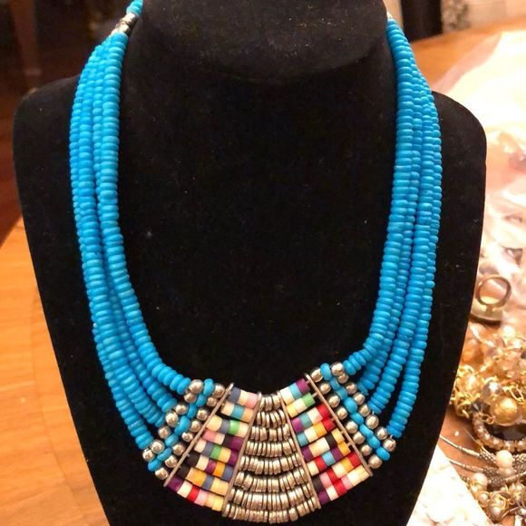 Tribal Collar Necklace Rainbow 🌈 colors - Picture 3 of 8